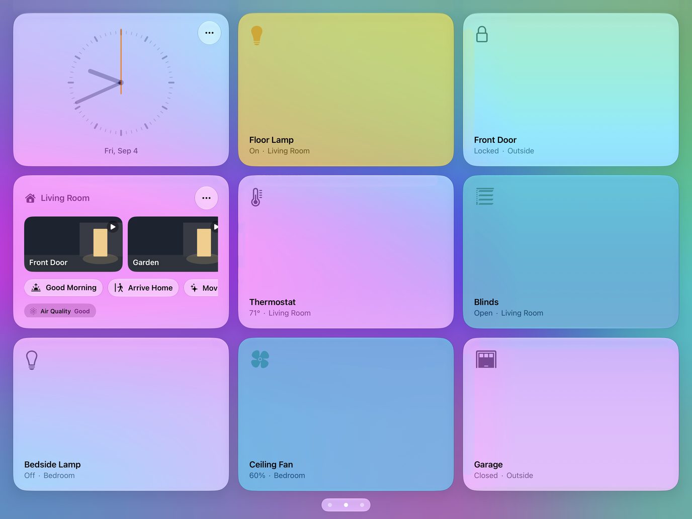 More than one dashboard: Swipe between them: one for each room, or each mood.